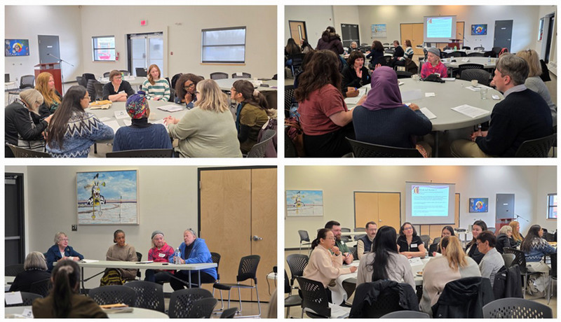 images of workshop participants engaged in discussions at the event